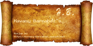 Havasy Barnabás névjegykártya